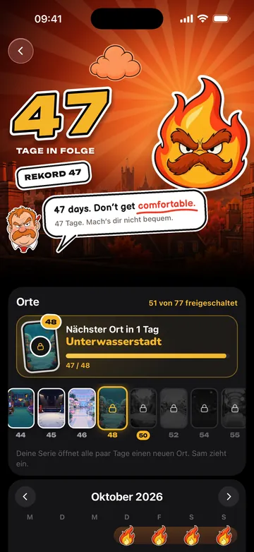 Eine Serie von 47 Tagen und Sams nächster Ort