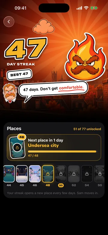 A 47-day streak and Sam’s next place