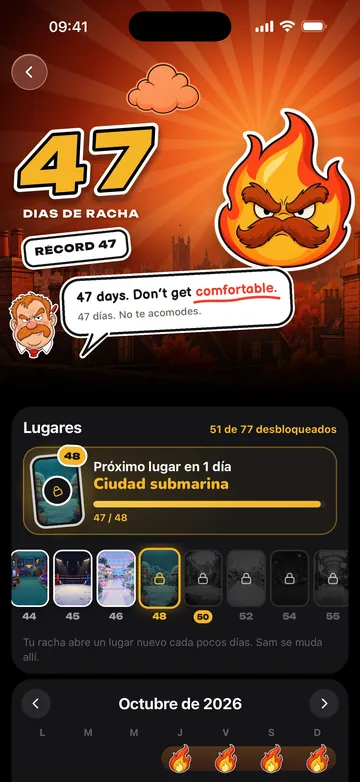 Una racha de 47 días y el próximo lugar de Sam