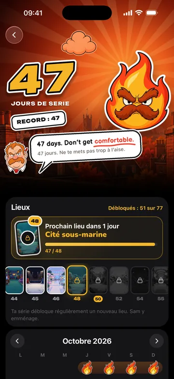 Une série de 47 jours et le prochain lieu de Sam
